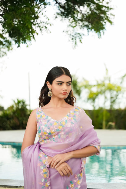 Love In Bloom lavender Saree