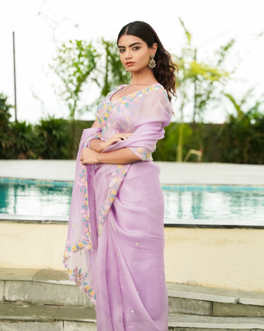 Love In Bloom lavender Saree